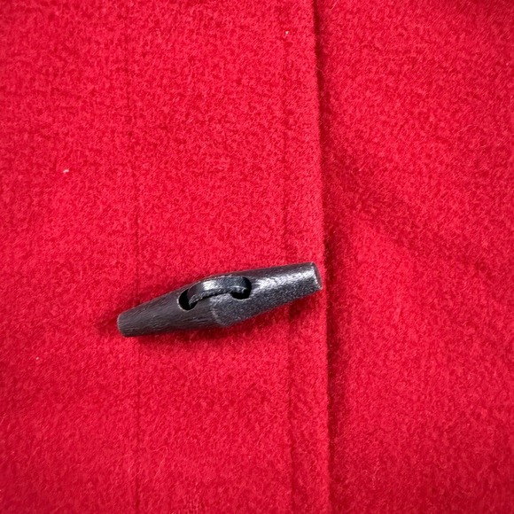 Red Hooded Women's Wool Coat - Picture 3 of 9